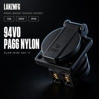 Prise de courant universelle Lanz EU AU UK US, 2 prises, 10A 250V, nylon PA66 94V0, pour appareils ménagers et usage industriel