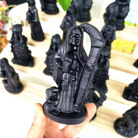 Vente en gros de sculptures en cristal naturel en obsidienne, diverses formes de fantômes, artisanat en cristal, sculptures de cristal pour Halloween