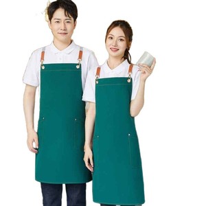 ผ้ากันเปื้อนกันน้ำแบบผ้าแคนวาส ขนาดเดียว พร้อมสายสะพายไหล่แบบไขว้และกระเป๋าข้าง สำหรับชุดทำงานบริการอาหาร - Product Image 3