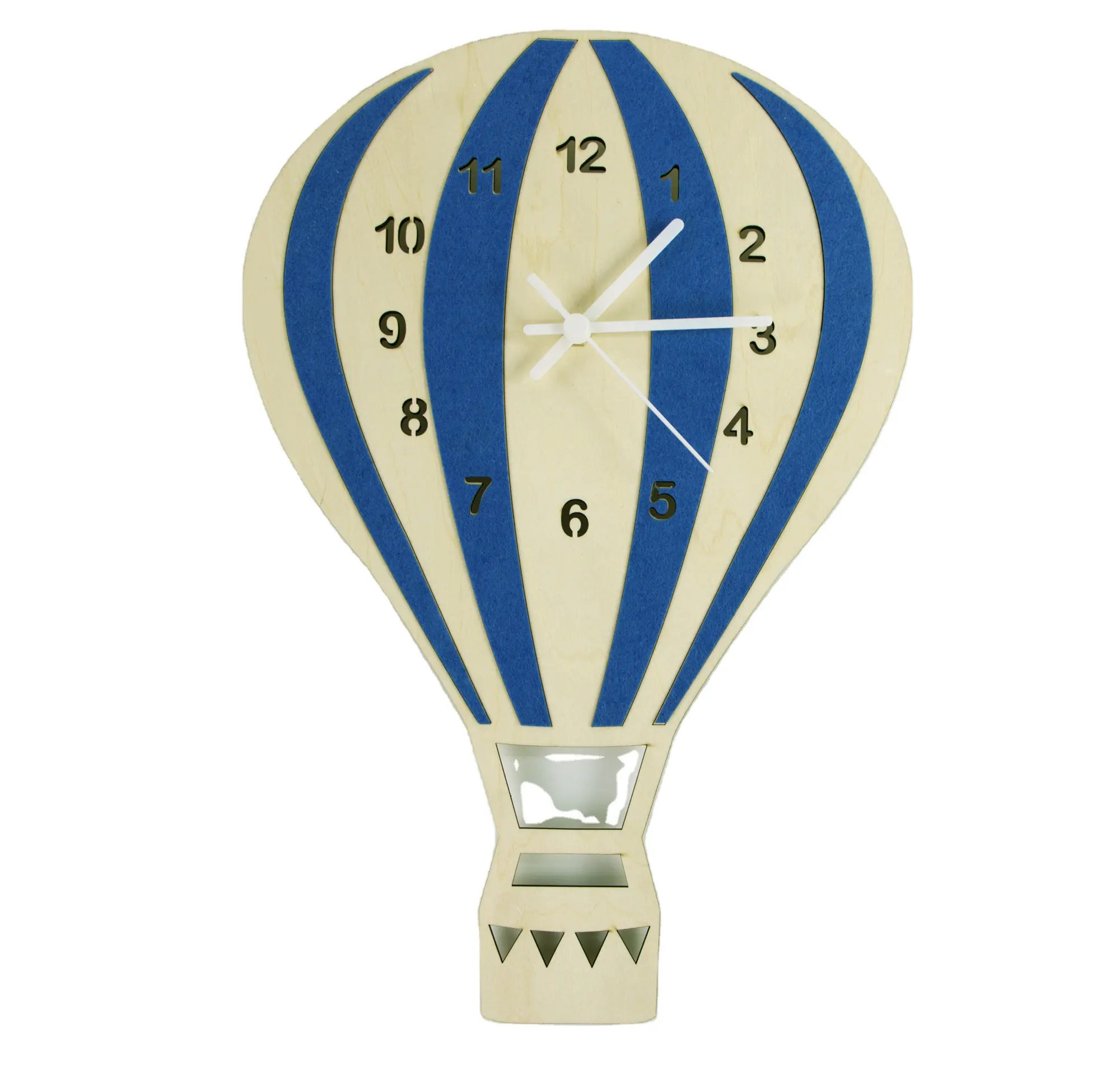保育園の子供部屋の装飾のための木製のカスタムレーザーカット熱気球壁時計