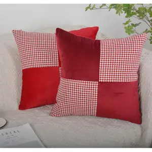 Patchwork Lumbar Velvet Pillow Covers Decorative Cushion Cover Christmas Pillowcases for Couch Living Room Bedroom Home Decor