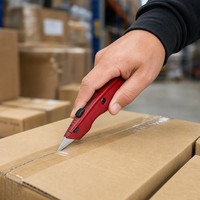 Couteau utilitaire premium WORKPRO, rétractable, tout métal, robuste, coupe-boîte, lame à changement rapide, couteau à lame, 2 lames supplémentaires, 6.3