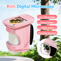 Microscopio Digital Portátil para Niños, Pantalla IPS de 2.4 Pulgadas, 1080P HD, Kit de Microscopio y Telescopio 2 en 1, Juguete de Descubrimiento Científico Montessori
