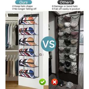 Clear Hat Storage Organizer Large Capacity Over the Door Hanging Organizer for Baseball Caps Hat Racks Storage for Closet/Wall - Product Image 4