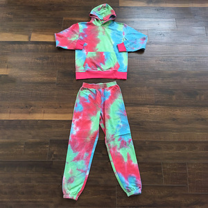 Personalizado 100% algodón de gran tamaño pesado Streetwear estilo Tie Dye <span class=keywords><strong>Vinter</strong></span> Fleece sudaderas con capucha y pantalones de chándal conjunto para hombres - Product Image 2