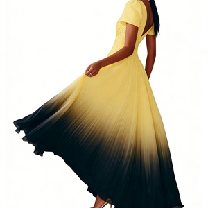 ชุดเดรสทรงวีคอ แขนสั้น ชายผ่าไล่สี ทรงกว้าง สำหรับผู้หญิง เสื้อผ้าแฟชั่น - Product Image 3