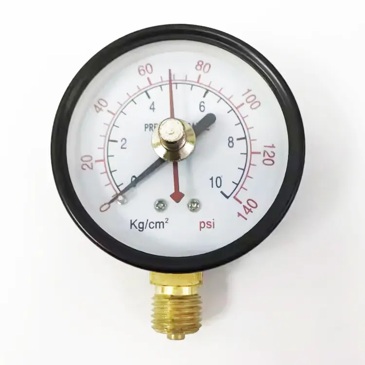 Steel lazy hand gauge lower range analogue dial Black indicating pointer red drag pointer pressure gauge