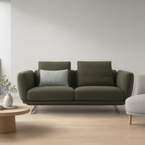 Canapé moderne à base métallique croisée, trois places, en tissu, dossier bas, assise profonde, pour salon décontracté ou appartement - Product Image 2