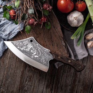 Couteau à découper de chef chinois avec gaine de couverture, couperet de cuisine à motif de tigre fait à la main de 7.5 pouces - Product Image 1