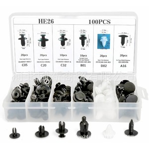 Kit d'assortiment de 100 clips de fixation en nylon pour voiture HE26 pour la réparation des pare-chocs et des garnitures de porte - Product Image 4