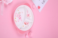 Assiette mélamine en plastique dessin animé lapin rose mignon vaisselle durable pour enfants articles ménagers insipides pour le dîner des enfants