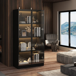 Nuovo Design soggiorno ha portato armadi di stoccaggio cassettiera moderna con armadietto in vetro a <span class=keywords><strong>doppia</strong></span> <span class=keywords><strong>porta</strong></span> - Product Image 2