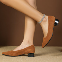 Chaussures de travail confortables à talon épais et bout pointu pour femmes