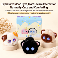 Porte-clés Peluche Chat Intelligent IA avec Yeux LED Interactifs, Réponse Vibrante et Double Capteur Tactile – Cadeau Apaisant
