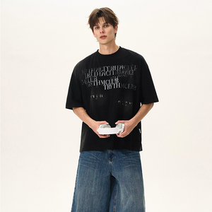 เสื้อยืดฮิปฮอปทรงโอเวอร์ไซส์ สไตล์แบรนด์ดัง พิมพ์ลายดิจิตอล 3 มิติ ผ้าฝ้ายถัก 100% ทรงบ็อกซี่ น้ำหนัก 200 กรัม ระบายอากาศได้ดี สำหรับผู้ชาย - Product Image 3