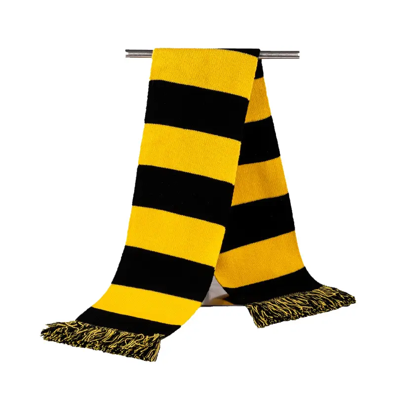 Écharpe rayée en tricot pour hommes, écharpe de Bar personnalisée unisexe noir et jaune