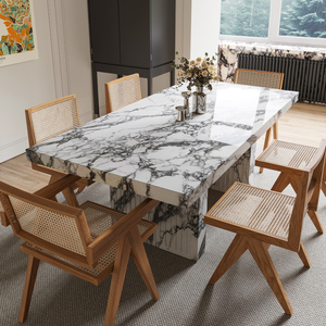 Mesa de mármol rectangular, muebles sencillos y baratos para cafetería y restaurante - Product Image 5