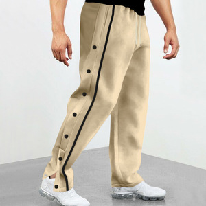 <span class=keywords><strong>Pantaloni</strong></span> Sportivi Casual da Uomo <span class=keywords><strong>con</strong></span> <span class=keywords><strong>Elastico</strong></span> <span class=keywords><strong>in</strong></span> <span class=keywords><strong>Vita</strong></span>, Strisce Laterali e Orlo Aperto <span class=keywords><strong>con</strong></span> Bottoni a Pressione - Product Image 2