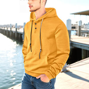 Sweat-shirt à capuche de couleur unie pour hommes, coupe ample, boutonné sur le devant, haut décontracté pour les loisirs, disponible en grande taille - Product Image 4