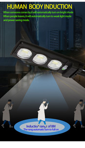 Farola LED solar impermeable 100W/200W/300W IP65 con batería para uso en jardín Sistema de energía todo en uno - Product Image 5