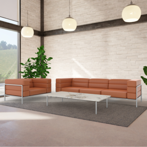 Juego de sofá cama moderno para oficina, estructura de metal PU de cuero de alta calidad, asientos de salón ejecutivo de lujo, uso comercial, respetuoso con el medio ambiente - Product Image 3