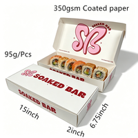 Boîte à emporter pour sushis, écologique, recyclable, en papier artistique, avec revêtement UV en feuille d'or, personnalisable, emballage alimentaire pour sushis et gâteaux