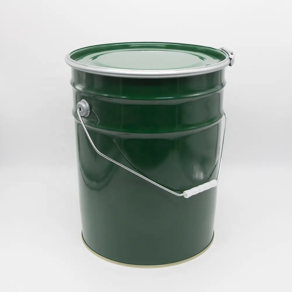 Custom printing 20 liter metal tin round pail 20l paint tinplate pail with lock ring lid