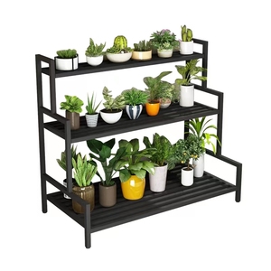 Simple Modern Iron Plant Stand Green Plant Flower Stand for Outdoor <strong>Garden</strong> Multi-Layer Interior Space Saving <strong>Shelving</strong> - Product Image 1