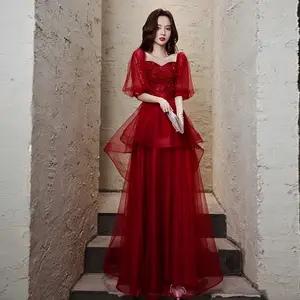 2022 הגעה לניו נשים מפלגה את כתף אדום מקסי ערב שמלת שמלות