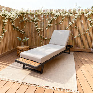 Chaise longue d'extérieur réglable de luxe avec structure en métal thermolaqué, couleur personnalisable, pour terrasse et patio, résistante aux intempéries, mobilier de détente décontracté - Product Image 1