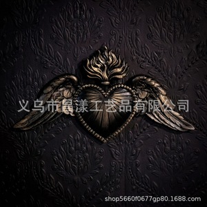 Gothic Metal Heart Wings <b>Wall</b> Hanging <b>Decor</b> Golden Color Home <b>Decor</b> Valentine'S Day Irregular Shape Single-piece Package - Product Image 4