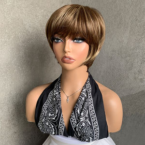 Peluca de Cabello Sintético de Alta Calidad para Mujer DREAM ICE'S, Corte Pixie Corto, Rubio Marrón Mixto 4/27, Liso Sedoso con Flequillo, Resistente al Calor - Product Image 3