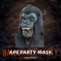 Masque d'animal en latex écologique de dessin animé singe de la forêt noire pour Halloween et les fêtes