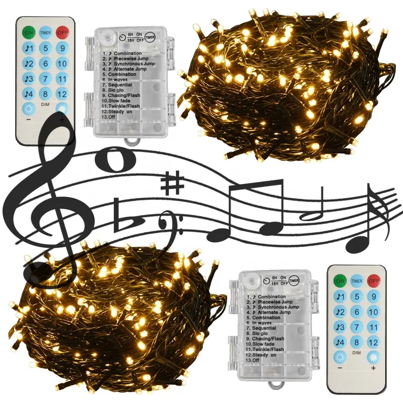 4 music mode 8 functions IP44 3AA battery box with remote control LED string lights