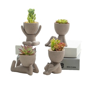 Vente en gros de pots succulents en céramique Jardinières décoratives humanoï<span class=keywords><strong>des</strong></span> créatifs Mignonnes jardinières pour bonsaïs jardinières pour cactus Mini jardinières pour plantes - Product Image 1