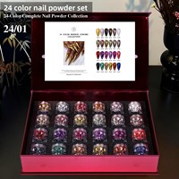 Ensemble de manucure magique en cristal de luxe, poudre 24 couleurs, finition miroir, ensemble de poudre chromée violette, poudre à ongles transparente comme du cristal