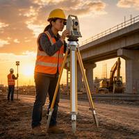 Suku Cadang Instrumen Survei Tripod Kepala Bulat Rangka Ringan Cocok untuk Total Station RTK Proyek Pengukuran Lapangan Konstruksi