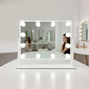 Yüksek çözünürlüklü LED ışık ampul makyaj masası büyütme özelliği güzellik salonu için Metal çerçeve boy aynası dönebilir kısılabilir - Product Image 6