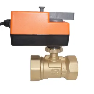2 Way With Electric Flow Control Brass Actuated High Temperature Valves On/off Motorized Ball Valve