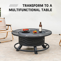Brasero rond en acier pour l'extérieur avec 2 grilles de cuisson, couvercle pour jardin, feu de joie, patio, pique-nique, barbecue au bois