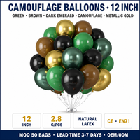 Ensemble de ballons Feile vert, marron, émeraude foncé, camouflage, or métallique pour le camping, thème jungle, anniversaire militaire, fête de naissance