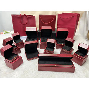Caja de Joyería de Cartón Rojo Personalizada con Logotipo para Pulseras, Aretes, Collares y Anillos, Venta al Por Mayor de Fábrica - Product Image 1