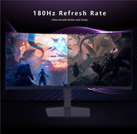 Monitor Curvo Ultraancho para Juegos de 34 Pulgadas, 180Hz, VA, Sin Bisel, con Brillo VGA de 400cd/m, Tiempo de Respuesta de 5ms para Esports