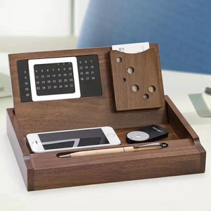 Organisateur de bureau en bois rectangulaire couleur bois naturel sans couvercle type sur pied pour rangement de bureau - Product Image 1