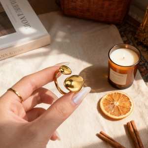 Bague ouverte géométrique en acier inoxydable plaqué or 18 carats pour femme, tendance, cadeau de mariage, fiançailles, fête, anniversaire - Product Image 2