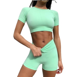 Processing Customized American Sand Wash Seamless Thread Charcoal Mini Dress Anti-running Light Base Sports Skirt for Women - Product Image 2