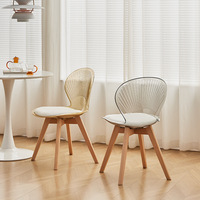 Chaise de salle à manger légère en bois massif, rembourrée en PU, avec coque transparente en acrylique, idéale pour dortoirs d'étudiants, maisons de location et bureaux de balcon.