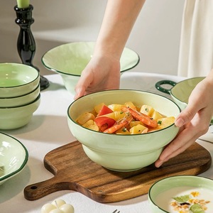 <span class=keywords><strong>Service</strong></span> de table en céramique verte nordique avec bord <span class=keywords><strong>doré</strong></span>, vaisselle de luxe, passe au lave-vaisselle et au micro-ondes, <span class=keywords><strong>service</strong></span> de restaurant - Product Image 5