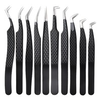 Pince à épiler en acier inoxydable pour extensions de cils avec pointe en fibre, pince à épiler pour cils volumineux avec pointe en fibre, pince à épiler de beauté, logo personnalisé