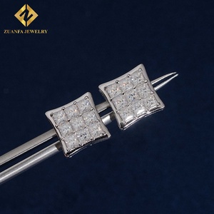 Boucles d'oreilles clous carrées taille princesse serties de moissanite avec fermoir à vis, certifiées GRA, style Hip Hop, bijoux de luxe pour homme - Product Image 5